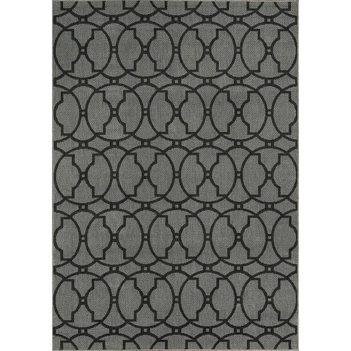 Contemporary Indoor Outdoor Area Rug, Charcoal Grey, 5’3×7’6