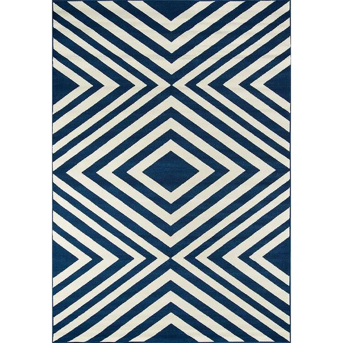 Contemporary Navy Blue Indoor & Outdoor Area Rug 1’8 x 3’7