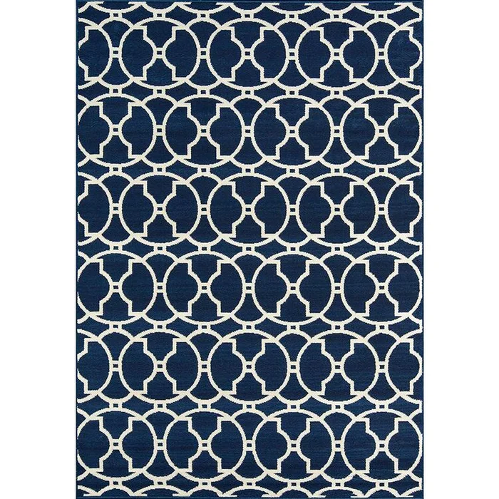 Contemporary Navy Blue Indoor Outdoor Area Rug 7’10 x 10’10