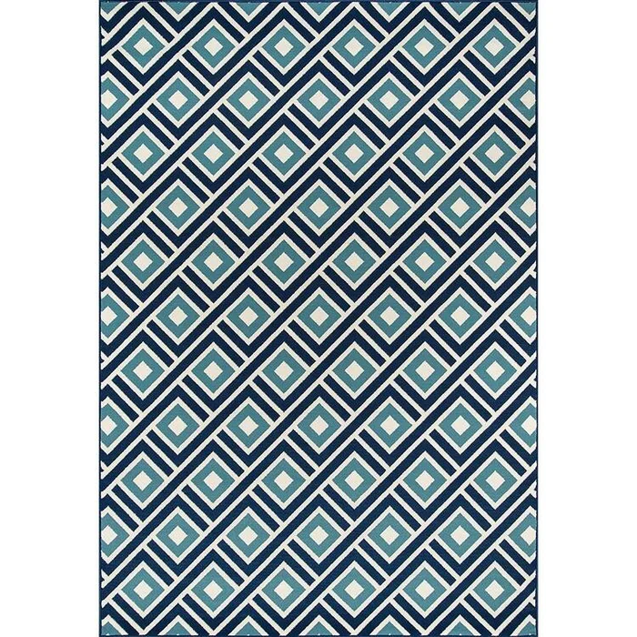 Contemporary Outdoor Indoor Blue Area Rug Fade Resistant 1’8×3’7