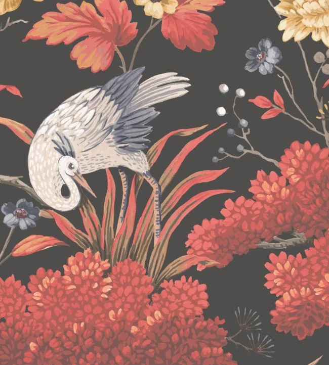 Crane Bird Wallpaper – Japanese Red