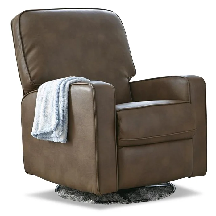 Creations Baby Sutton Leather Like Swivel Glider Recliner in Roman Chestnut