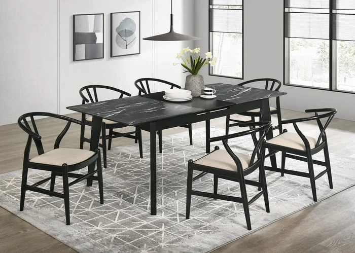 Crestmont Black 7-Piece Dining Set with Extension Leaf