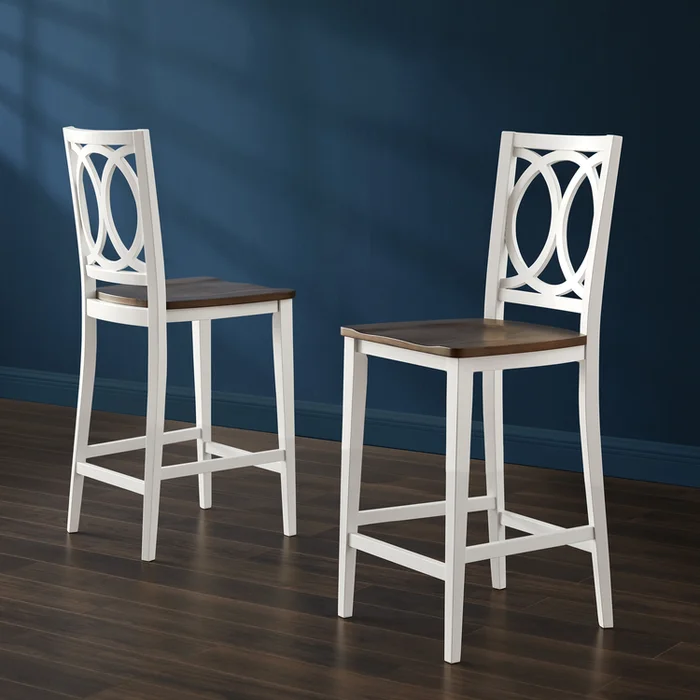 Crosley Furniture Charlotte 2-Piece Counter Height Bar Stool Set White/Coffee – 2 Stools