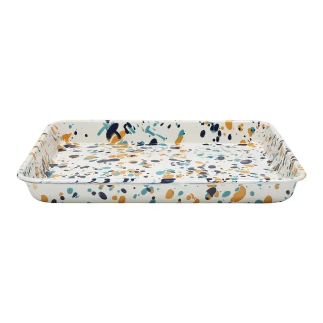 Crow Canyon Home Enamelware Catalina Small Rectangle Tray in Bermuda Buttercup