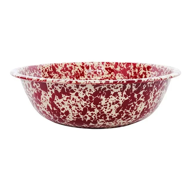 Crow Canyon Home Splatterware, Medium Basin in Burgundy & Cream