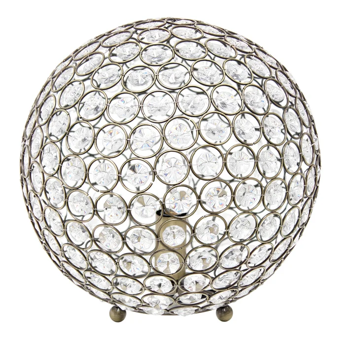 Crystal Ball Sequin Table Desk Lamp Antique Brass Finish