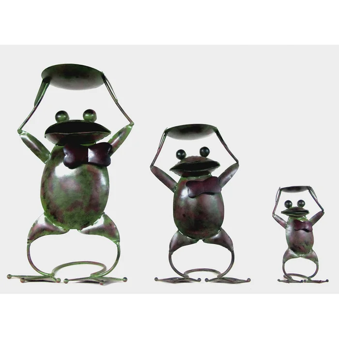 D-Art Collection Antique Iron Frog Candle Holder (set of 3 pcs: Large, Medium, Small)