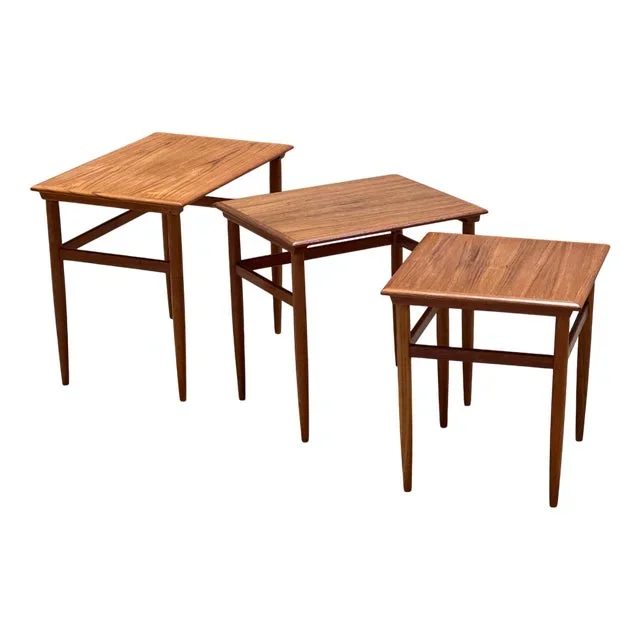 Danish Teak Nesting Tables attributed to Johannes Andersen, 1960s, Set of 3