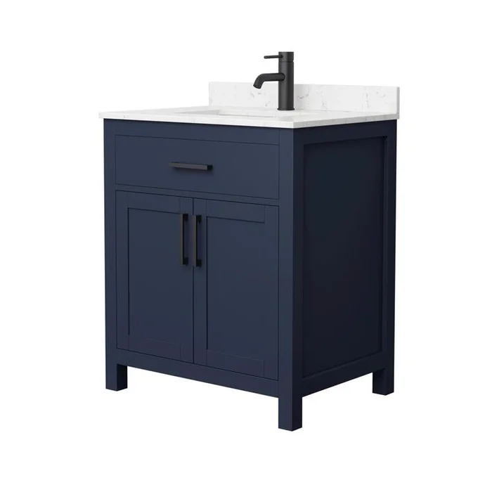Dark Blue Bathroom Vanity & Cultured Marble Countertop