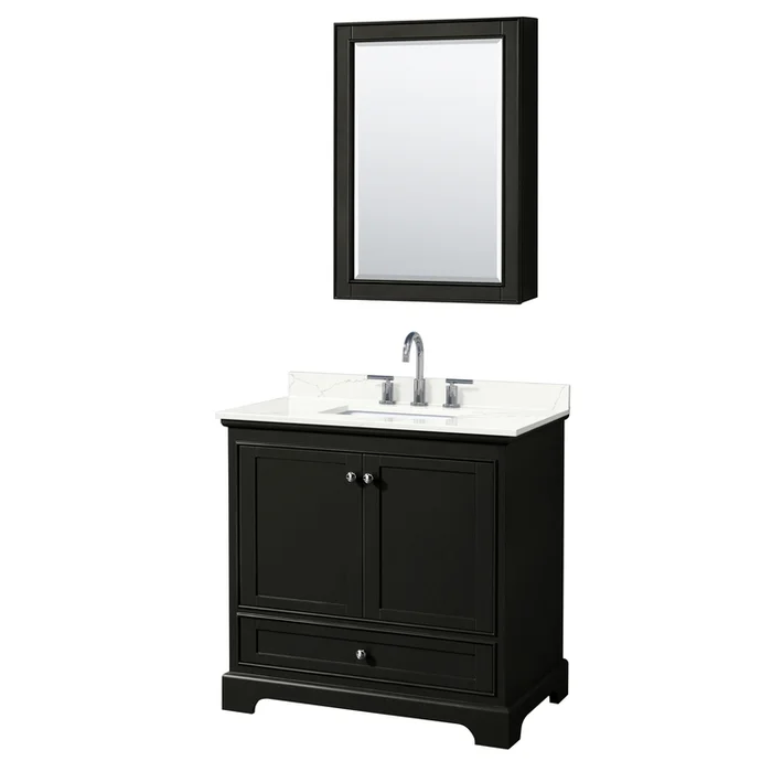 Dark Espresso Bathroom Vanity Cabinet w/Giotto Quartz & Polished Chrome Trim