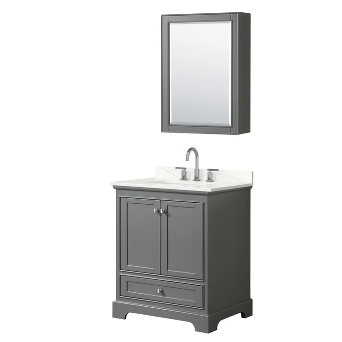 Dark Gray Bathroom Vanity & Giotto Quartz Countertop Set