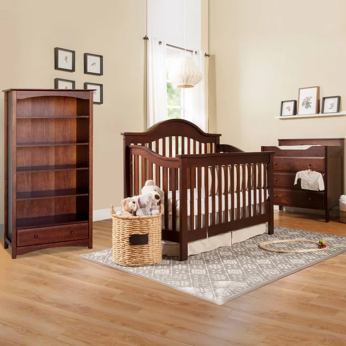 DaVinci Jayden 3 Piece Nursery Set – 4 in 1 Convertible Crib, 3 Drawer Changer and Bookcase in Espresso