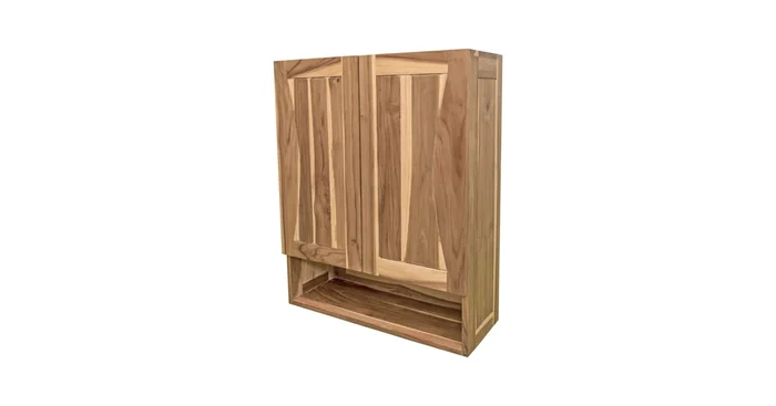 DecoTeak Curvature 24″ x 30″ Double Door Teak Medicine Cabinet