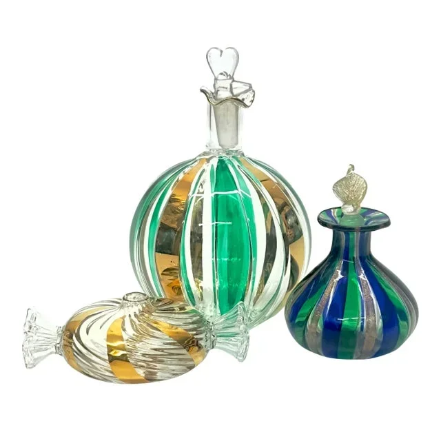 Delicate Gold-Embellished Perfume Bottle Curation – Group of 3
