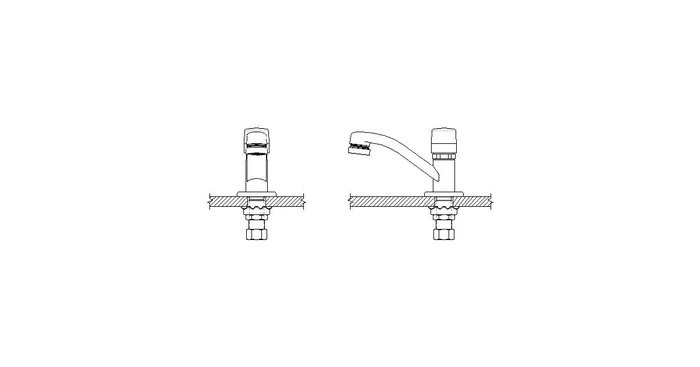 Delta Single Handle Single Hole Bathroom Faucet with Metal Push Knob Handle from the Teck Metering Series