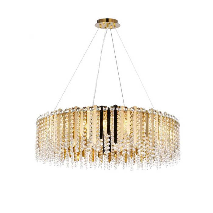 Design Living 20-Light Gold Chandelier With Clear Hanging Crystal Beads