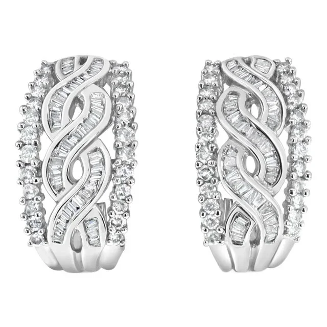 Diamond Ribbon Diamond Earrings 1.46cttw 14k White Gold, 2 Pieces