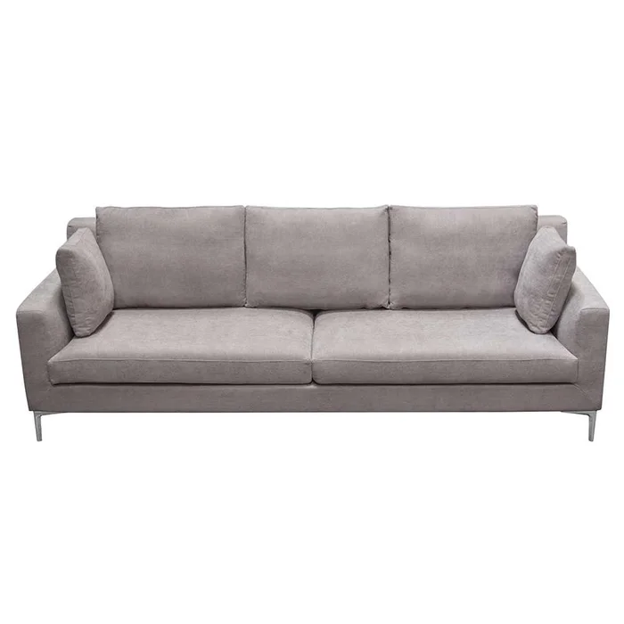 Diamond Sofa – Seattle Loose Back Sofa in Grey Polyester Fabric w/ Polished Silver Metal Leg – SEATTLESOGR_CLOSEOUT