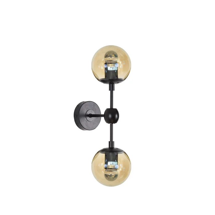 Double Globed Amber Glass Black Wall Sconce – Design Living