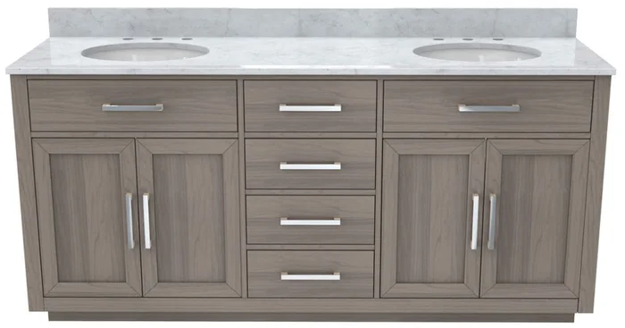 DreamLine Dexterity 72″ Free Standing Double Basin Vanity Set with Cabinet and Marble Vanity Top