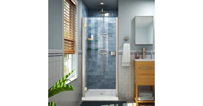 DreamLine Lumen 36″ D x 42″ W x 74 3/4″ H Hinged Shower Door with Acrylic Base Kit