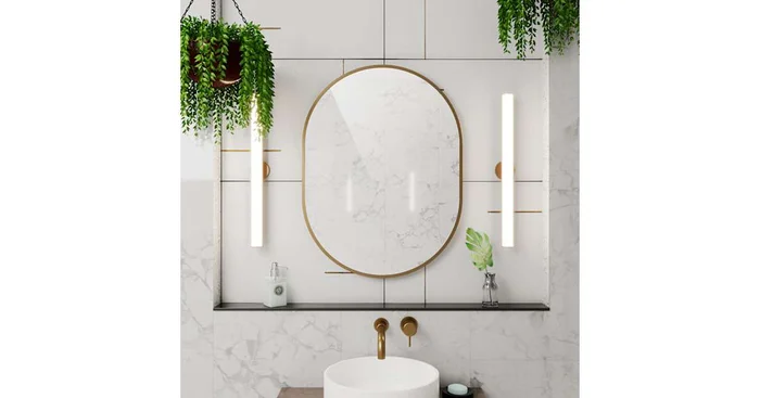 DreamLine Prospero 24″W x 32″H Oval Flat Framed Wall Mounted Bathroom Mirror