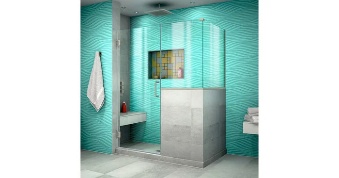 DreamLine Unidoor Plus 72″ High x 48″ Wide x 36-3/8″ Deep Hinged Frameless Shower Enclosure with Clear Glass and 34″ x 36″ Buttress Panel