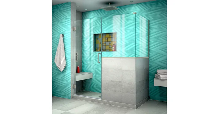 DreamLine Unidoor Plus 72″ High x 60″ Wide x 30-3/8″ Deep Hinged Frameless Shower Enclosure with Clear Glass and 36″ x 30″ Buttress Panel