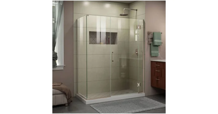 DreamLine Unidoor-X 72″ High x 45″ Wide x 30-3/8″ Deep Hinged Frameless Shower Enclosure with Clear Glass