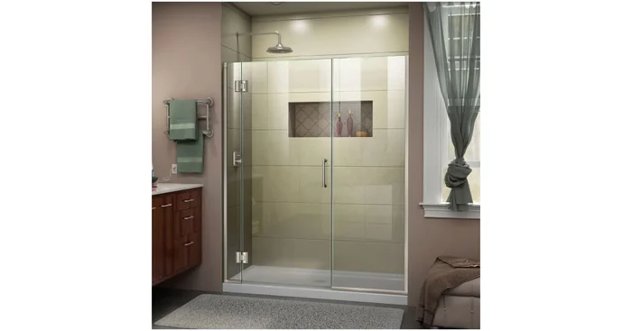DreamLine Unidoor-X 72″ High x 46-1/2″ Wide Hinged Frameless Shower Door with Clear Glass