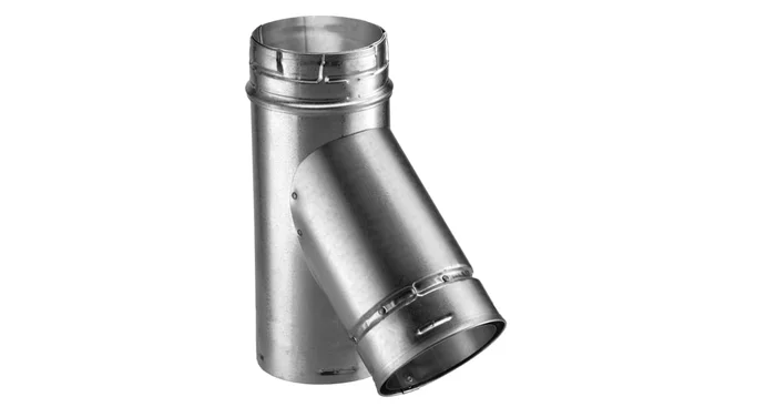 DuraVent 4″ Inner Diameter – Type B Round Gas Vent Pipe – Double Wall – 6″ x 4″ x 6″ – 45 Degree Branch