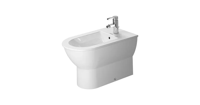 Duravit Darling New Free Standing Elongated Horizontal Spray Bidet with Single Faucet Hole Drilling
