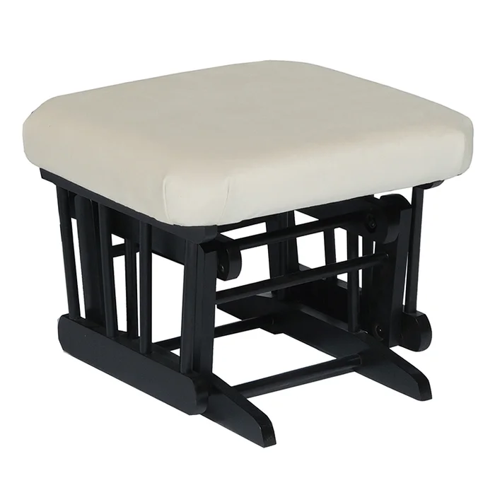 Dutailier Espresso Ottoman for Sleigh and 2 Post Gliders with Light Beige Cushions