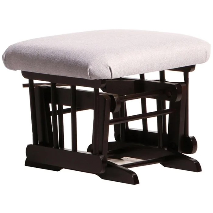 Dutailier Espresso Ottoman for Sleigh and 2 Post Gliders with Light Grey Cushions