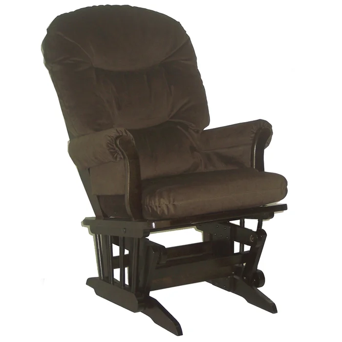 Dutailier Espresso Sleigh Glider with Chocolate Cushions