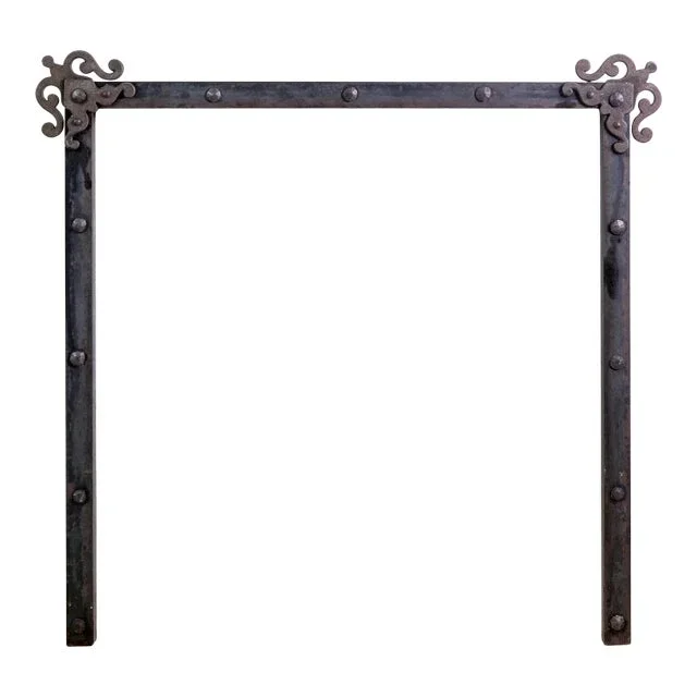 Early 20th Century Arts & Crafts Fireplace Insert With Hand Hammered Rivets