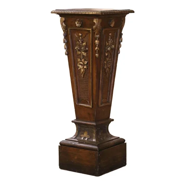 Early 20th Century French Carved Pine and Partial Gilt Pedestal Table
