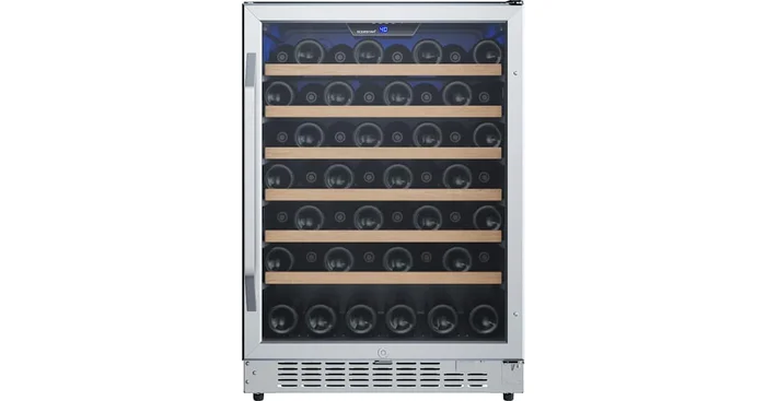 EdgeStar 24 Inch Wide 53 Bottle Built-In Single Zone Wine Cooler with Reversible Door and LED Lighting