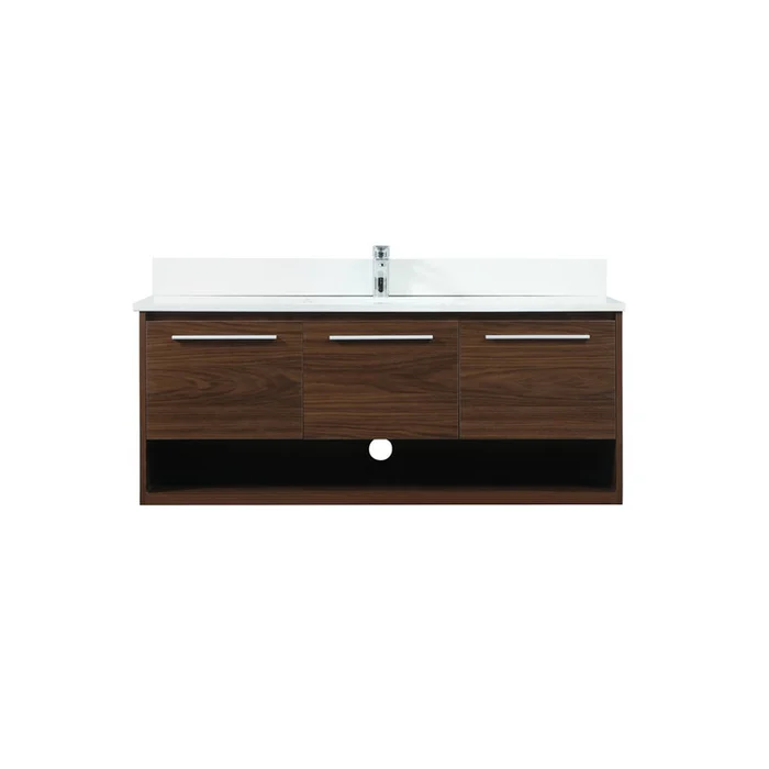 Elegant Decor 48 inch single bathroom vanity in walnut with backsplash
