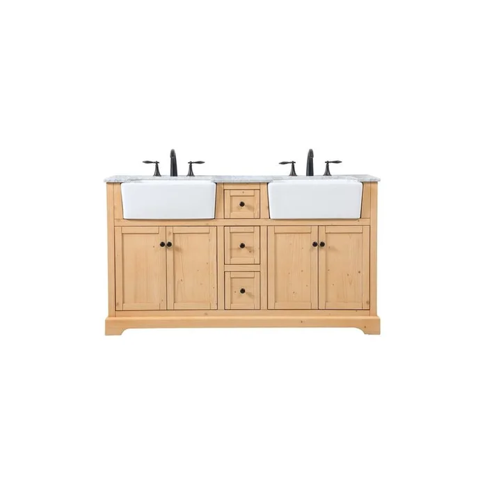 Elegant Decor 60 inch double bathroom vanity in natural wood