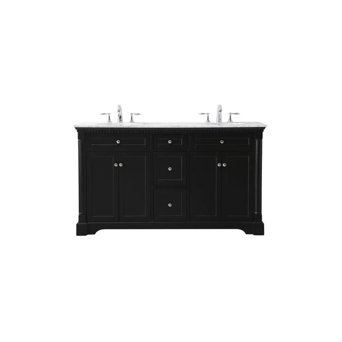 Elegant Decor 60 inch double bathroom vanity set in black