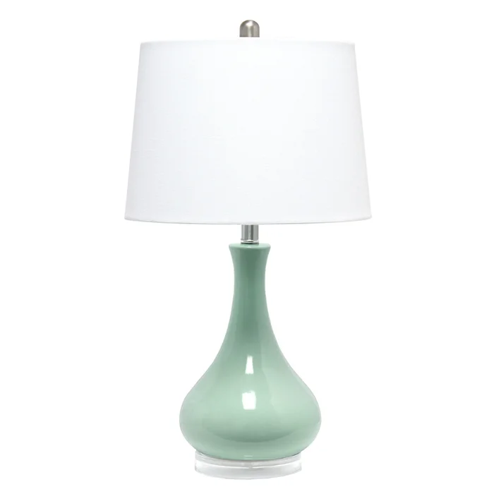 Elegant Designs Ceramic Tear Drop Shaped Table Lamp, Aqua