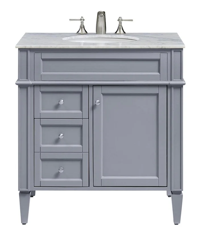 Elegant Furniture & Lighting – Park Ave 32 In. Single Bathroom Vanity Set In Grey – VF-1025