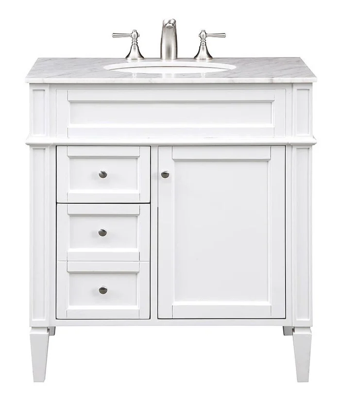 Elegant Furniture & Lighting – Park Ave 32 In. Single Bathroom Vanity Set In White – VF-1024