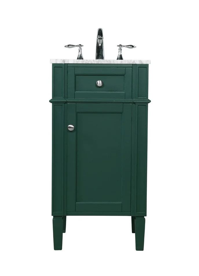 Elegant Furniture & Lighting – Park Avenue 18 inch Single bathroom vanity in green – VF12518GN