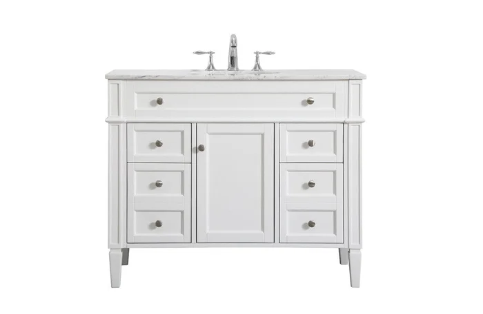 Elegant Furniture & Lighting – Park Avenue 42 inch Single bathroom vanity in white – VF12542WH