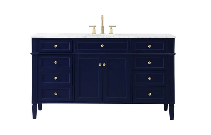 Elegant Furniture & Lighting – Park Avenue 60 inch Single bathroom vanity in blue – VF12560BL