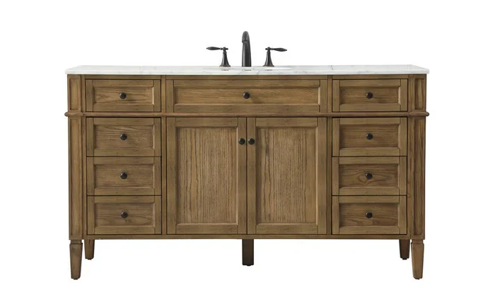 Elegant Furniture & Lighting – Park Avenue 60 inch Single bathroom vanity in driftwood – VF12560DW