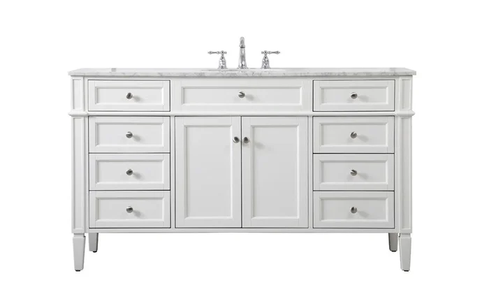Elegant Furniture & Lighting – Park Avenue 60 inch Single bathroom vanity in white – VF12560WH